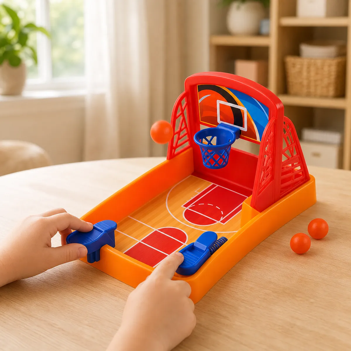 Tabletop Basketball Game — being played with