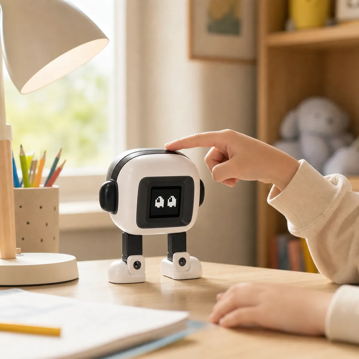 AEKO AI Desktop Buddy Robot — being played with