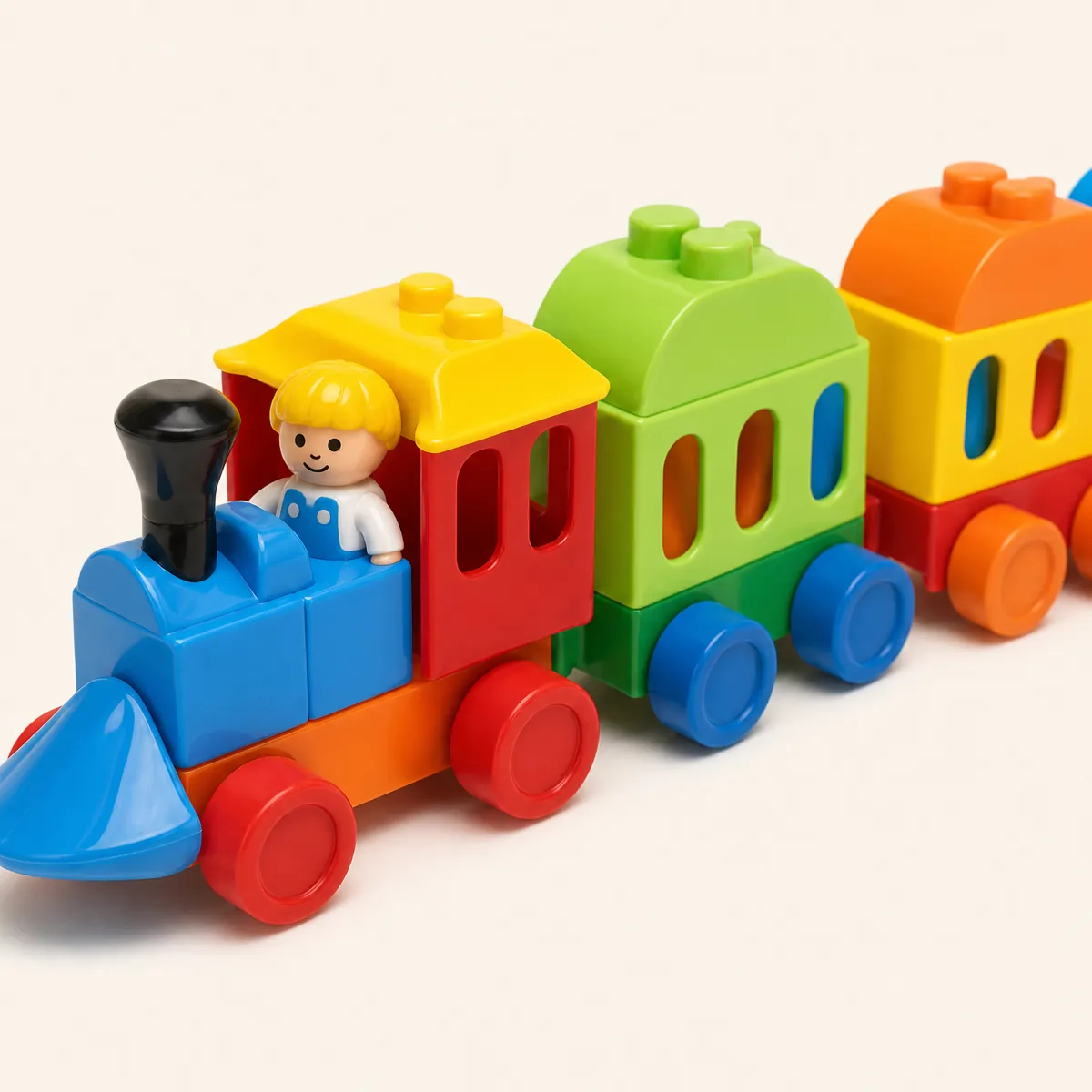 Train & Rocket Building Blocks — close-up detail